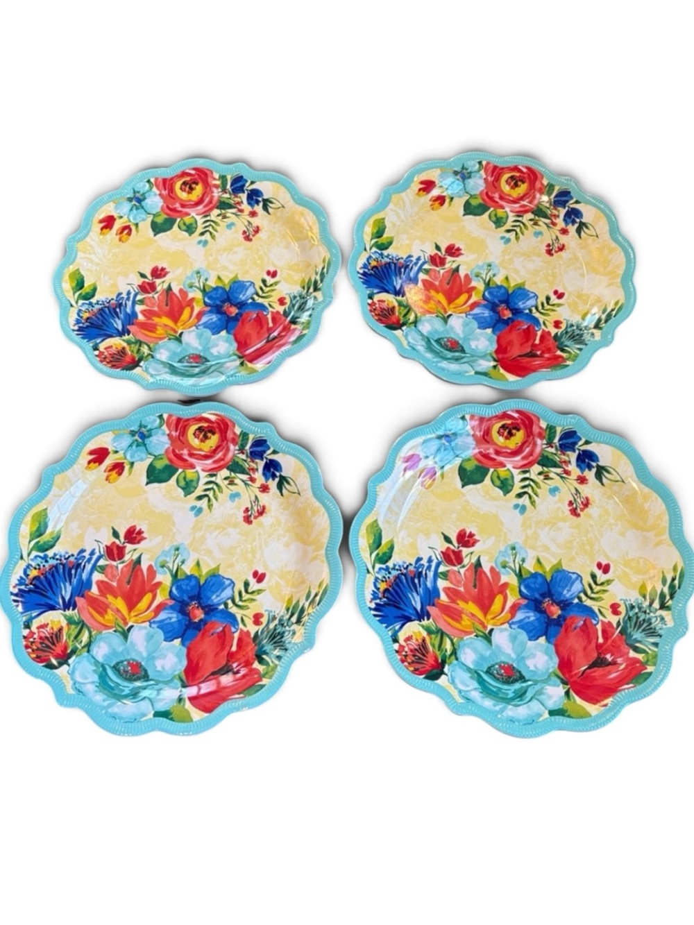 Pioneer Woman Delaney Scalloped Dinner
Plate Melamine 10.7" Set of 4 Floral